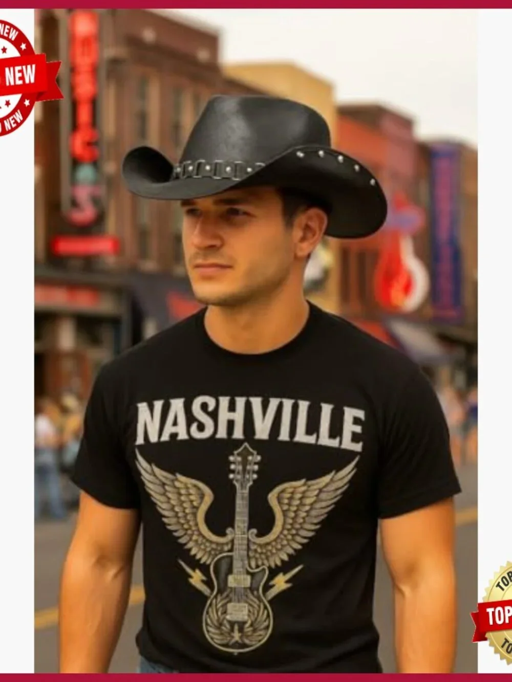Unisex Western Drifter Hat with Studded Band, 3.25
